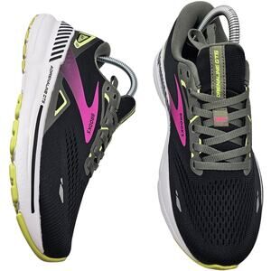 Brooks Adrenaline GTS 23 Black Green Pink Womens 8 Medium B Running Shoes